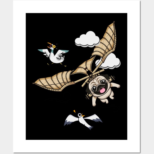 Pugtastic Wings: Steampunk Pug Takes Flight Wall Art by Holymayo Tee